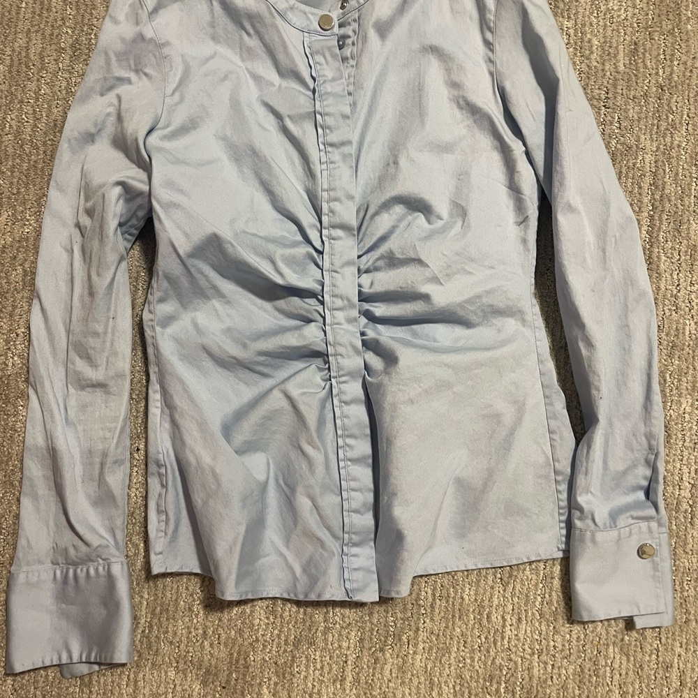 Hugo boss Light Blue Ruched Button-Up Shirt